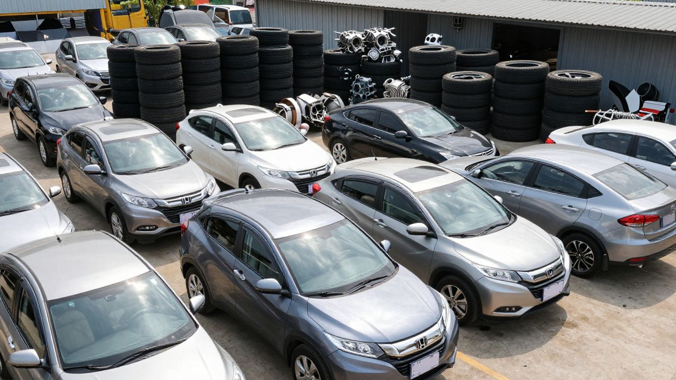 Honda HRV parts at a salvage yard.