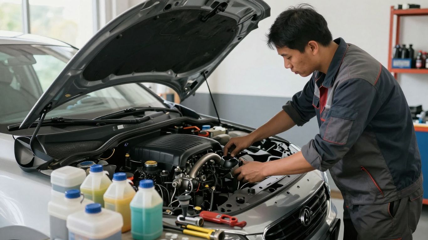 Mechanic preparing an engine for safe transport