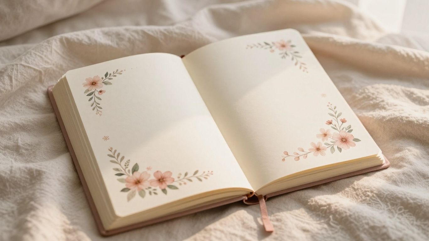 Diario de embarazo con ilustraciones florales.
