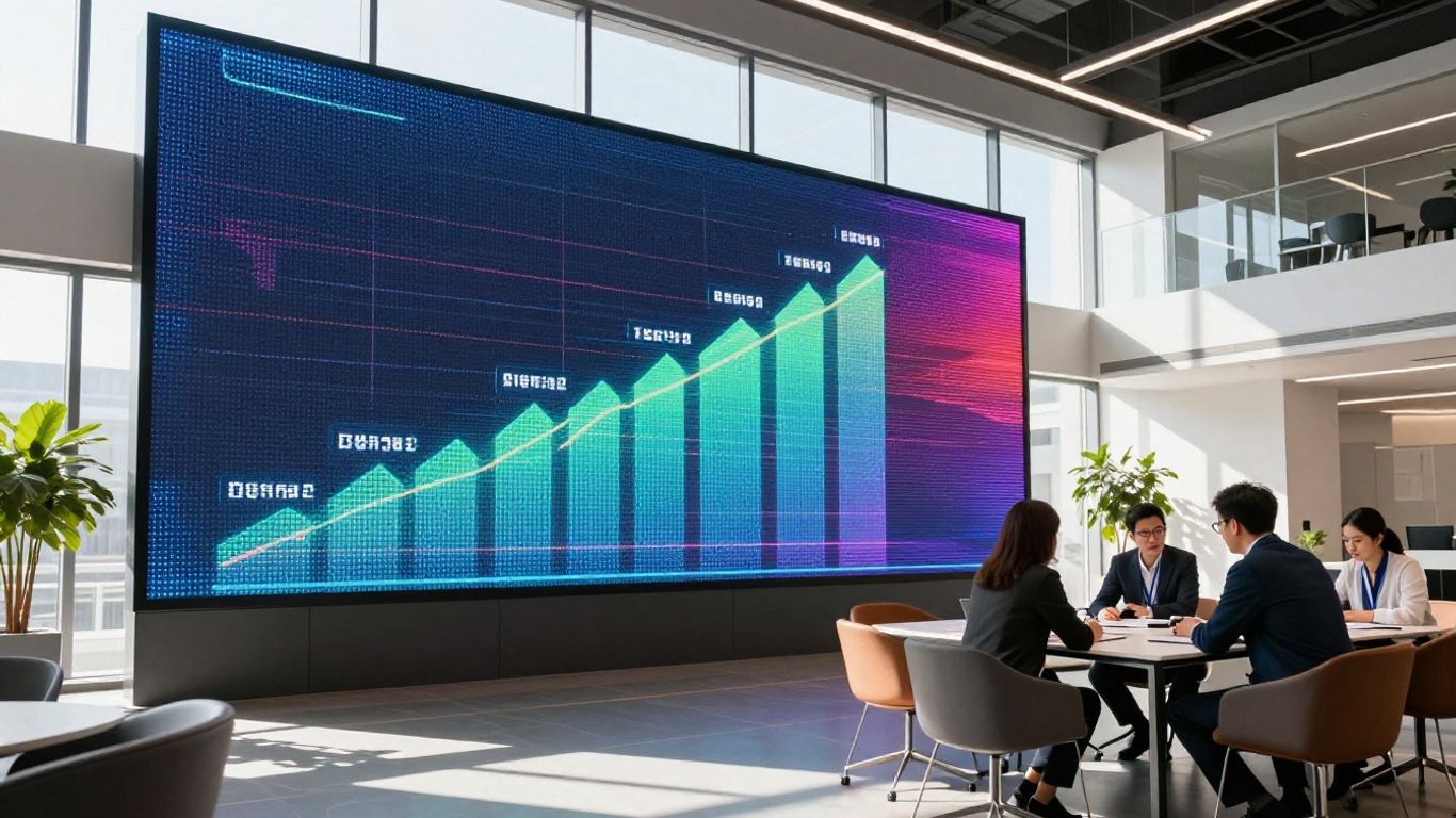 Digital marketing growth and collaboration in a modern office.