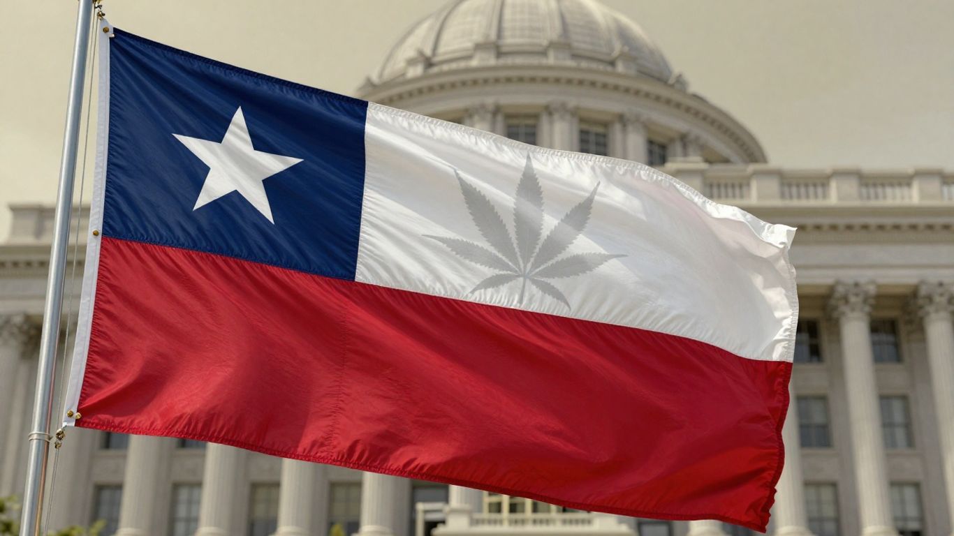 Texas flag morphing into a cannabis leaf.