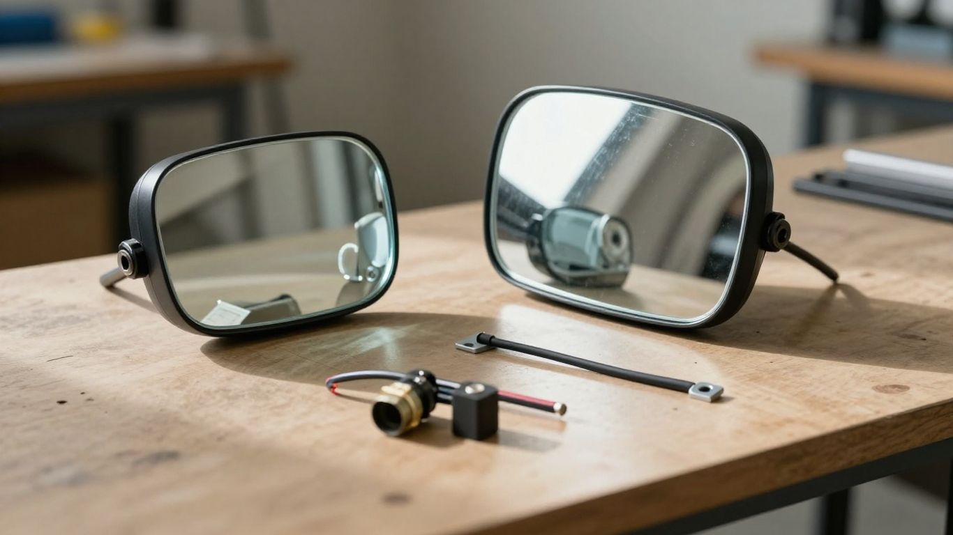 BMW mirror assembly and separate components