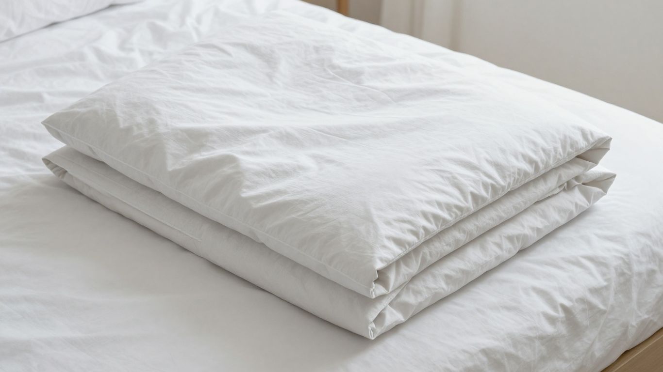 King duvet cover folded on a white surface.