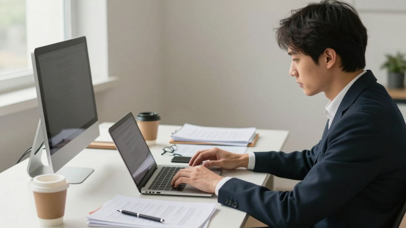 Person working productively between meetings.