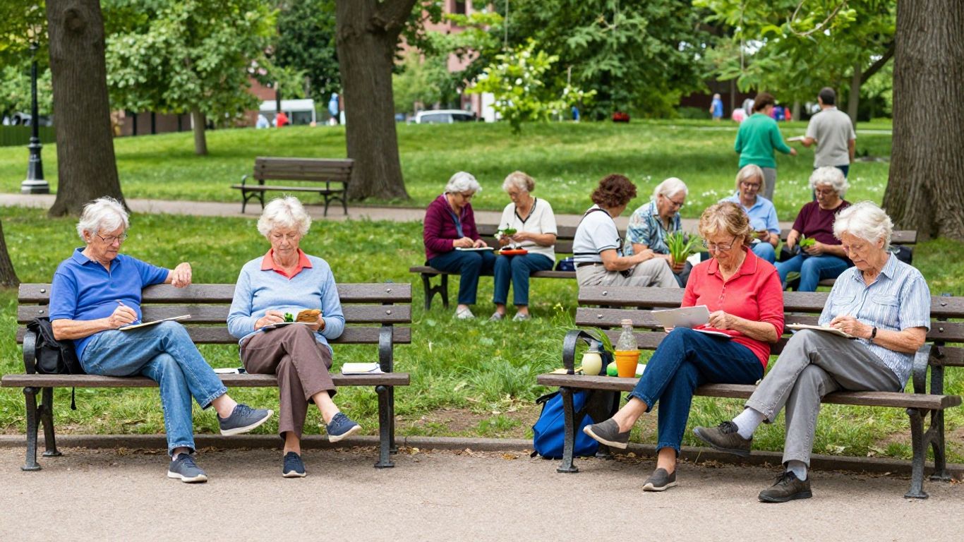 Diverse older adults enjoying retirement activities globally.