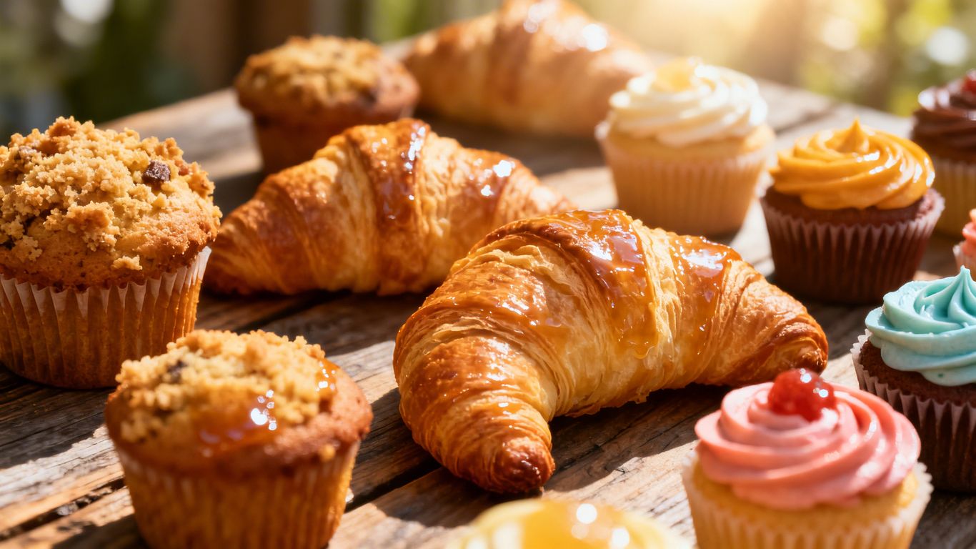 Assortment of delicious pastries from Camden bakeries.