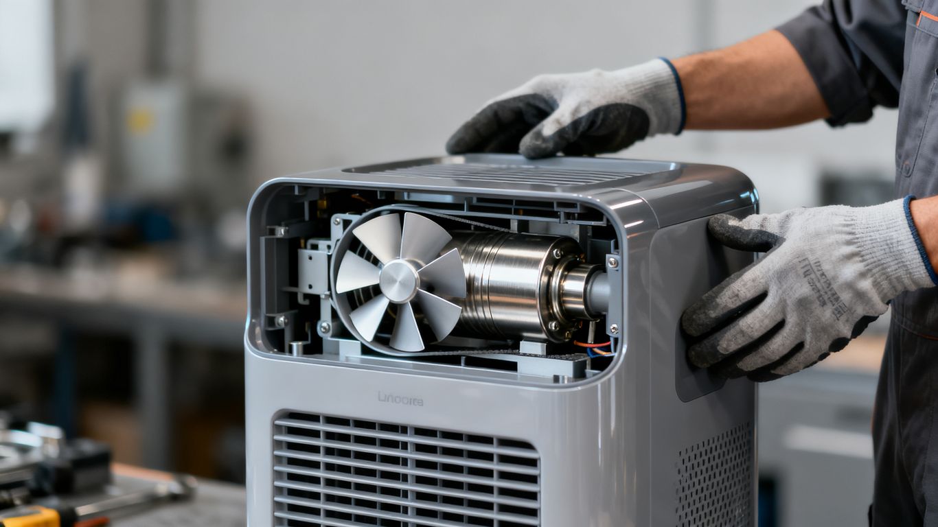 Professional technician checking an air appliance maintenance