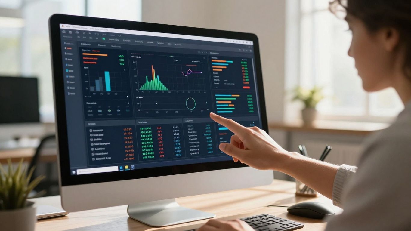 Business analytics dashboard on a computer screen.