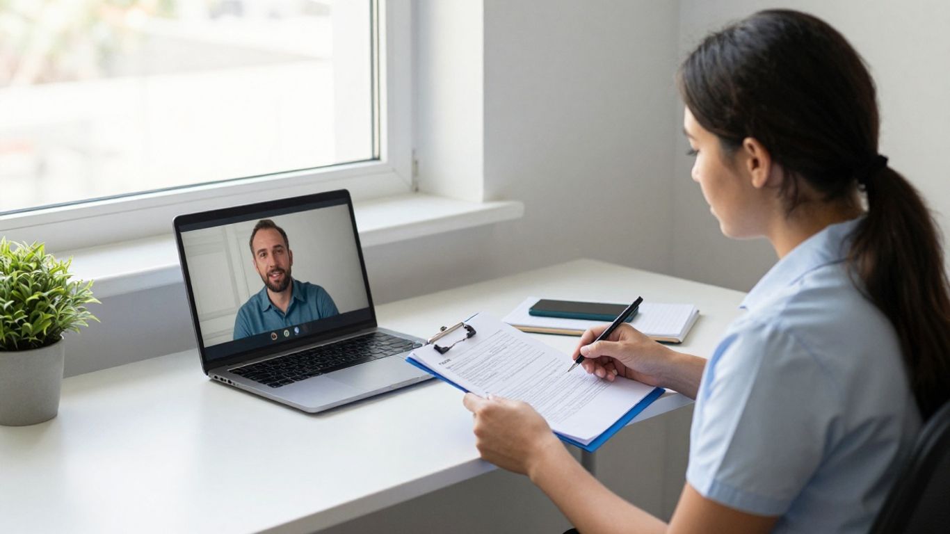Clinician reviewing a virtual care authorization file