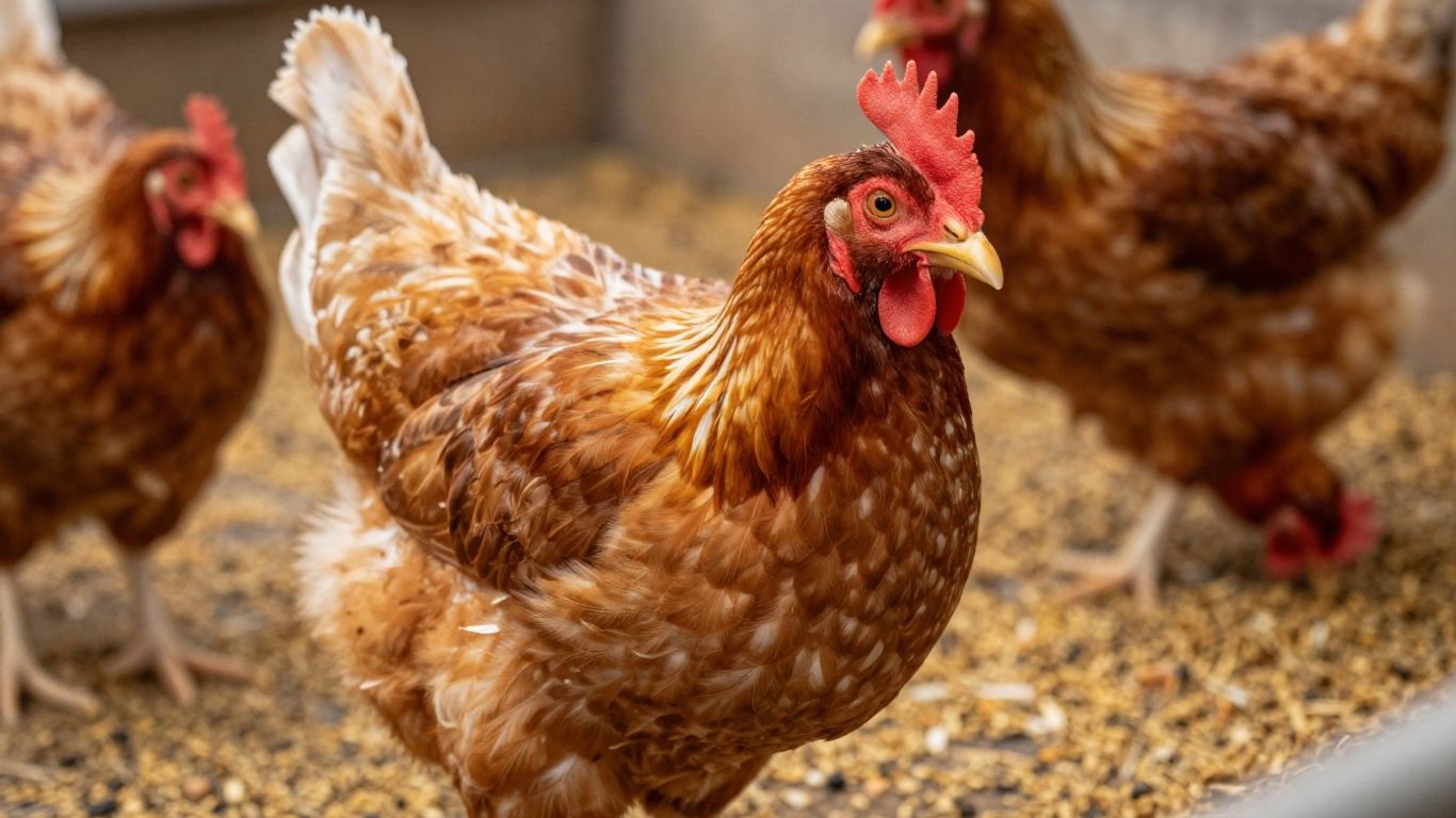 Zdrowy drób na tle świeżej paszy.