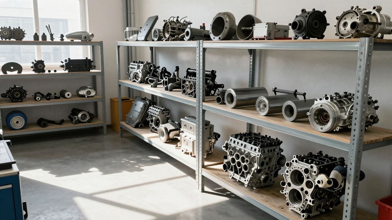 Skoda car parts in a workshop with warranty.