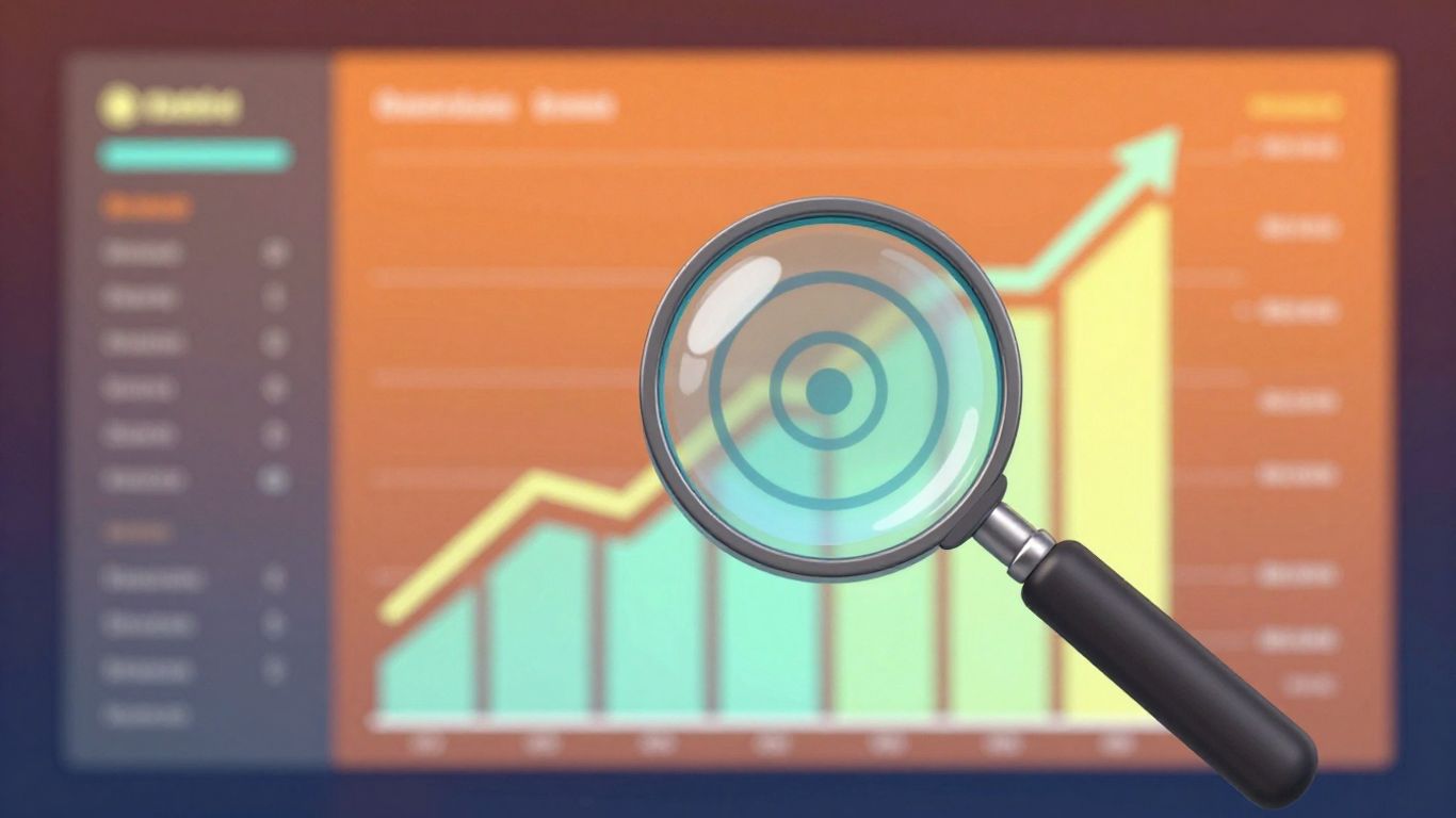 Digital marketing dashboard with growth charts and target.