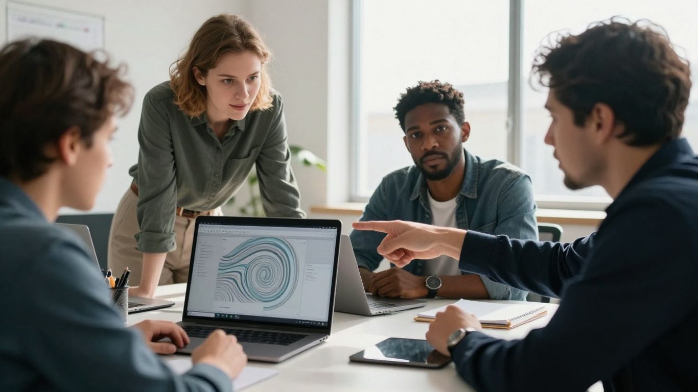 Small business owners discussing AI tools in Australia.