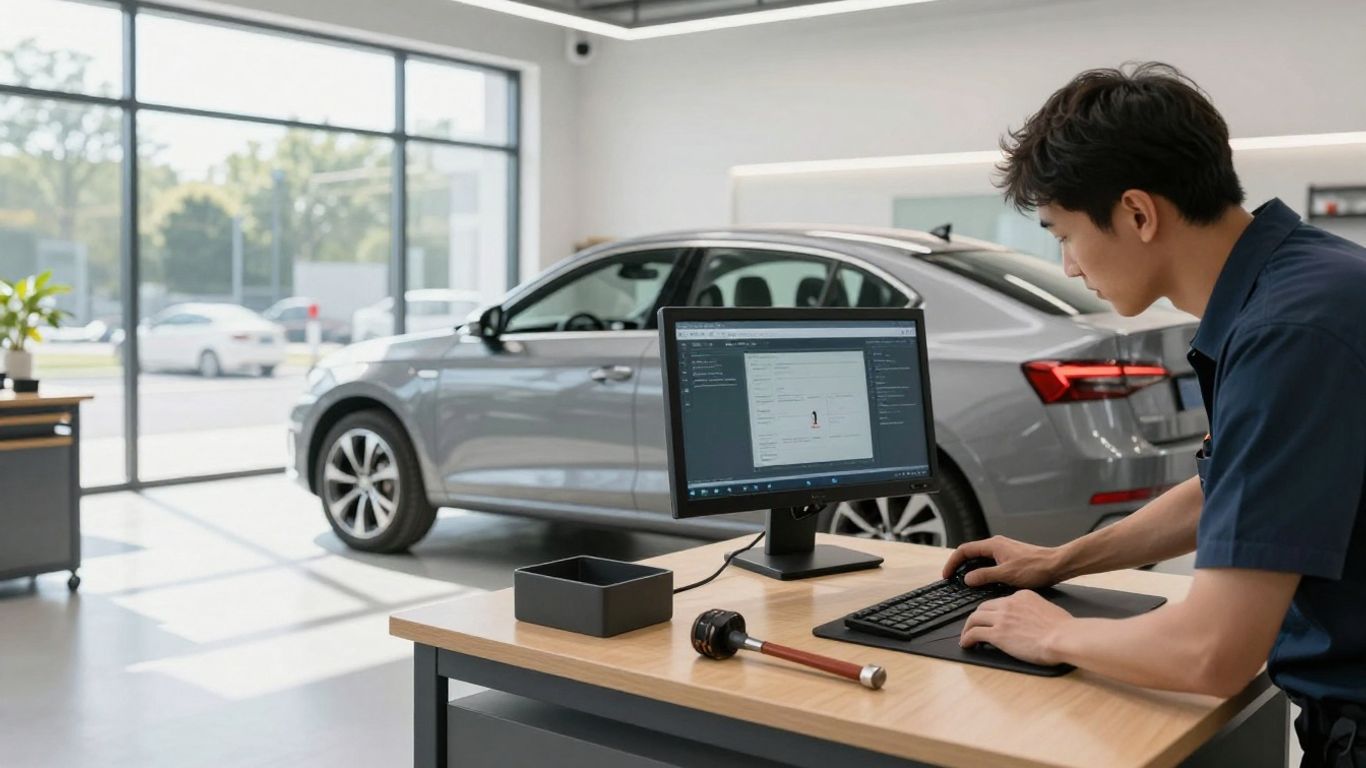 Skoda car in a workshop