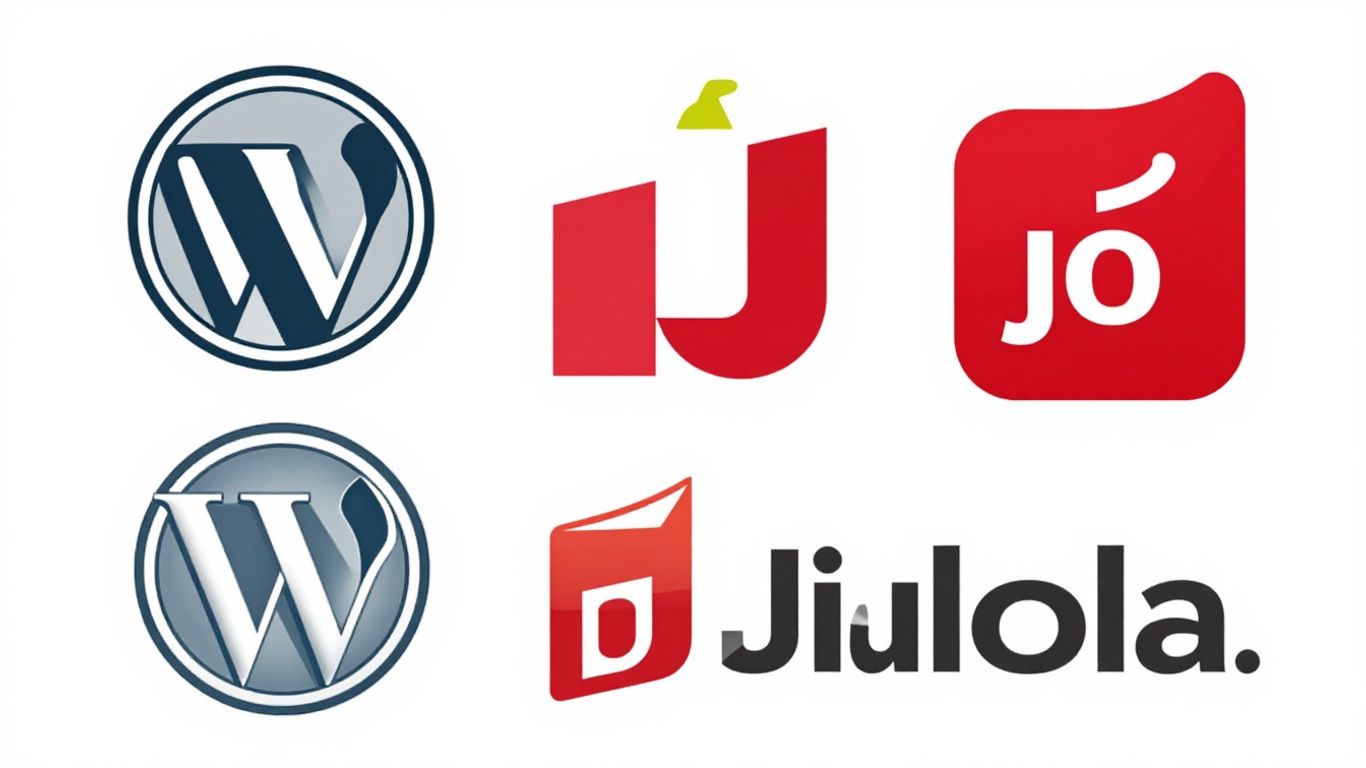 Logos de CMS : WordPress, Shopify, Drupal, Joomla