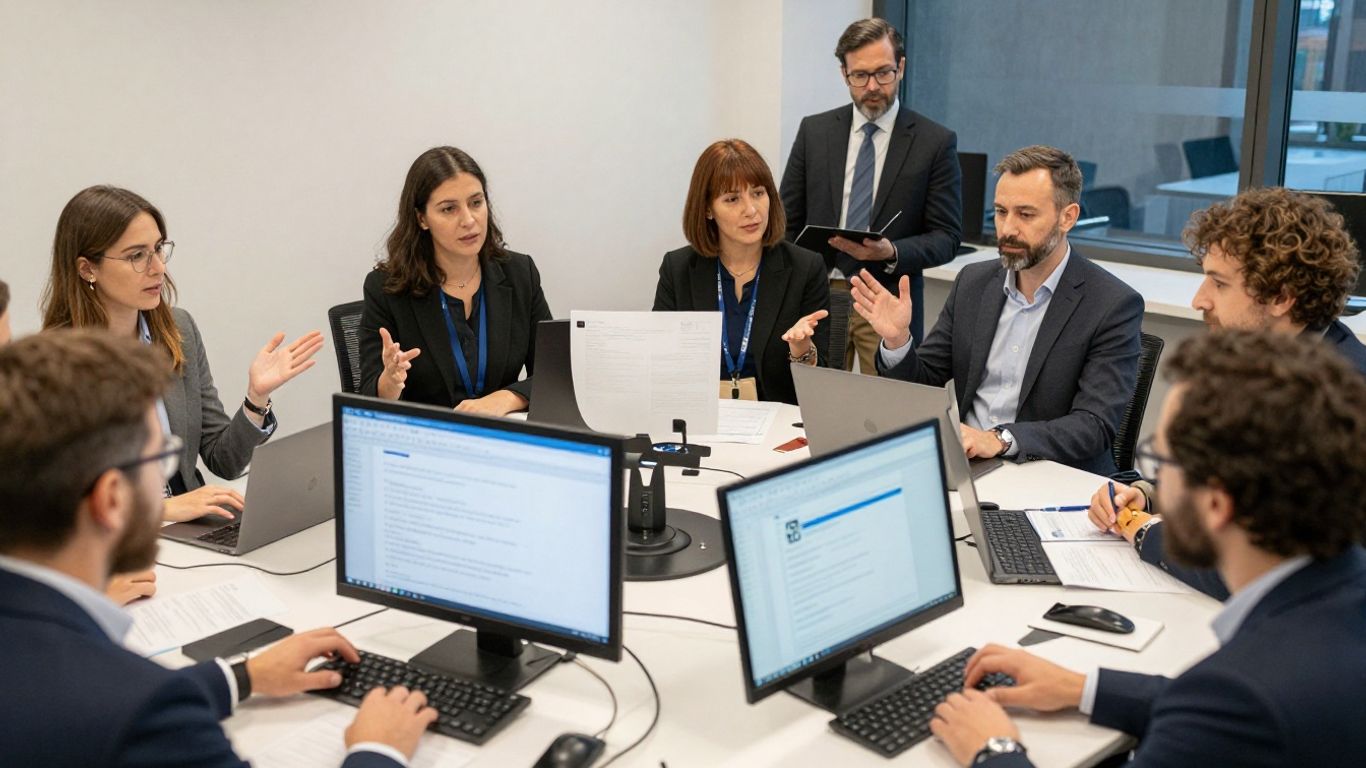 UK business people learning about cybersecurity.