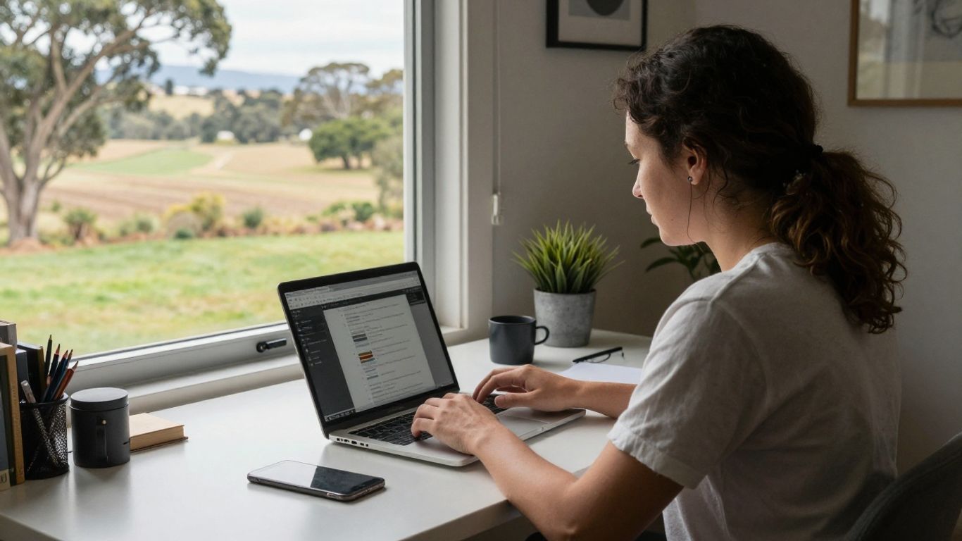 Woman working from home in Australia