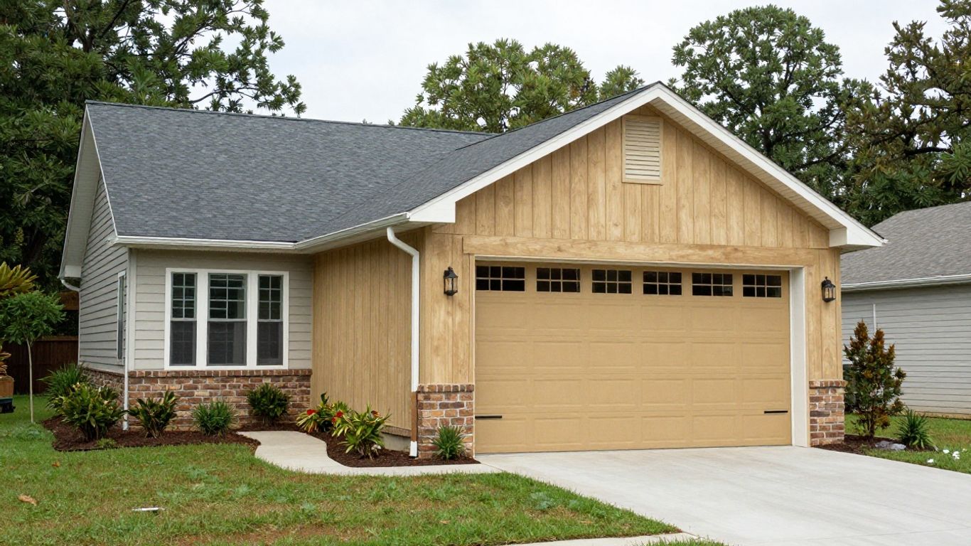 Dacula garage addition exterior with new construction.