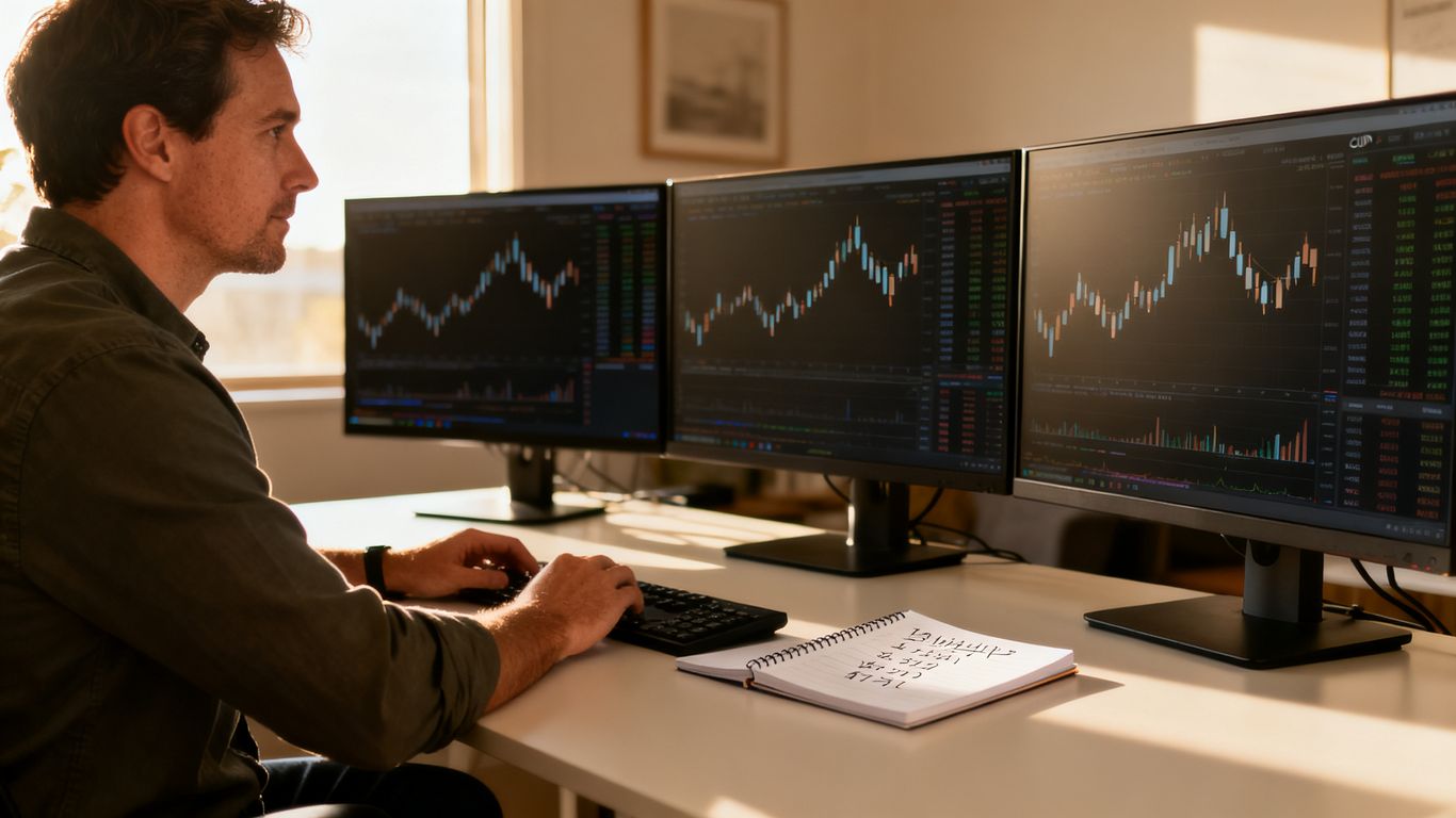 Trader reviewing a CFD evaluation dashboard