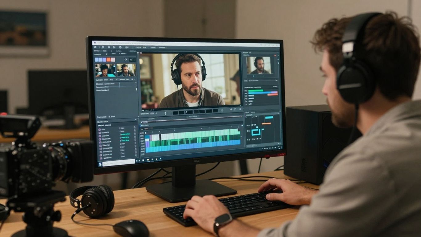 Client reviewing video footage with editor