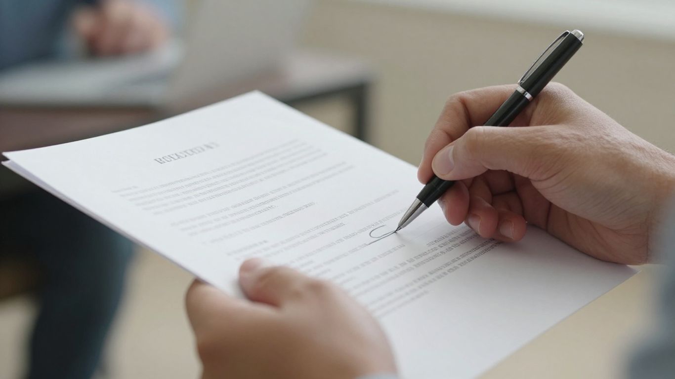 Hands signing a habit contract document.