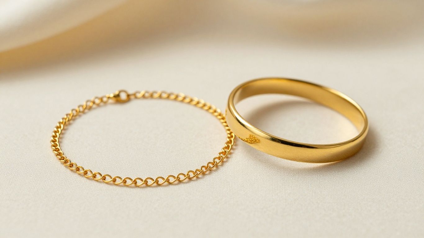 Minimal gold bracelets in varied finishes
