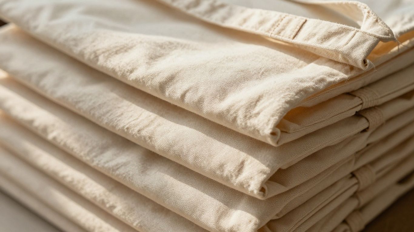 Stack of natural cotton tote bags