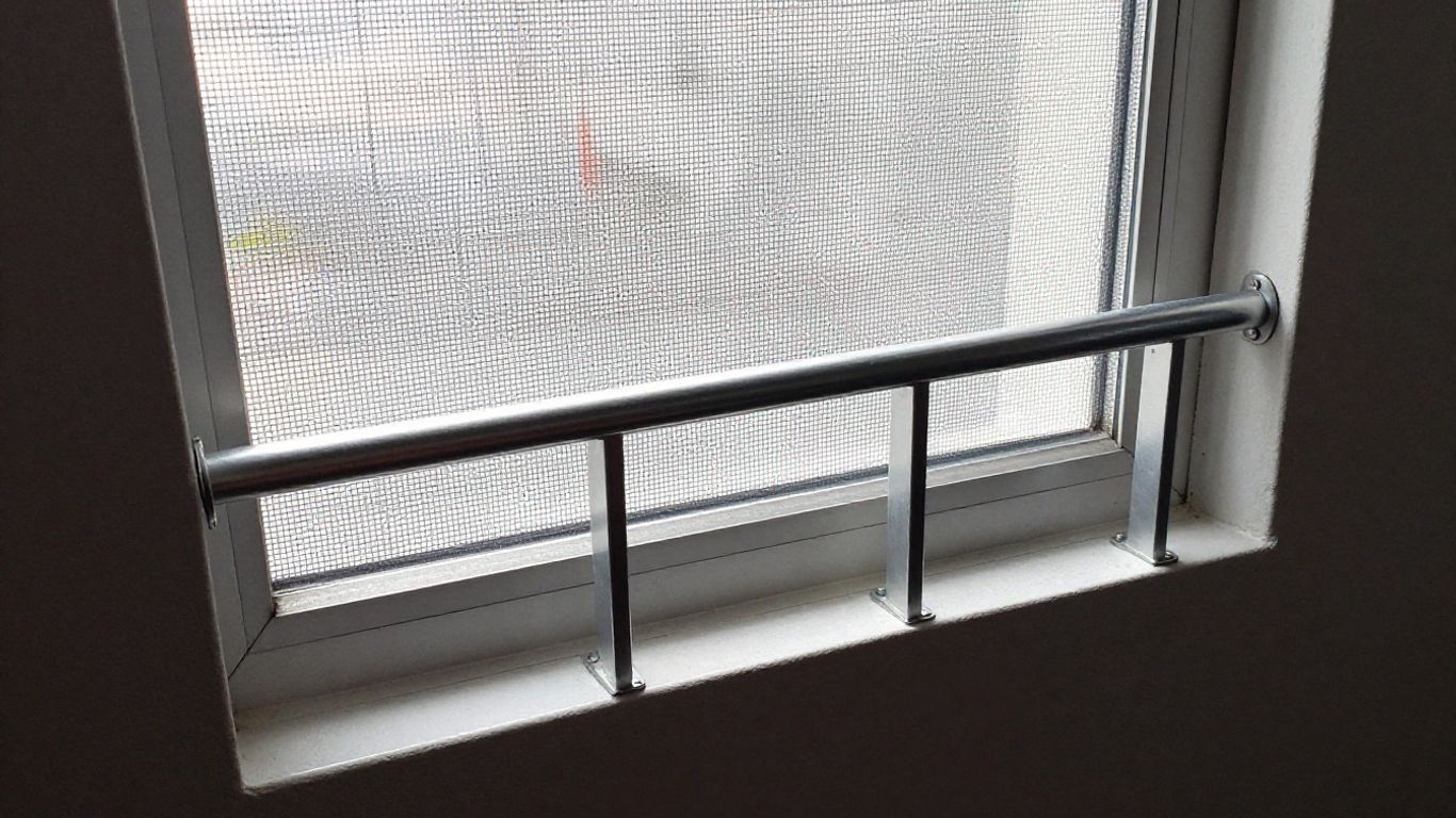 Fenstersicherung mit Gitter und Netz