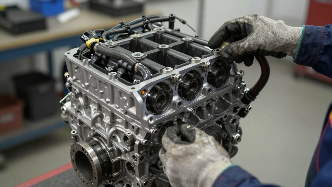Replacement engine prepared for inspection