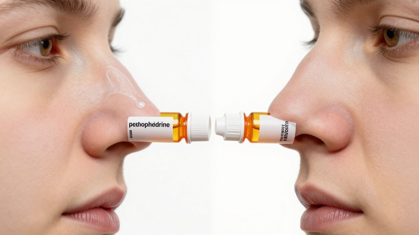 Nasal passages with decongestant bottles.