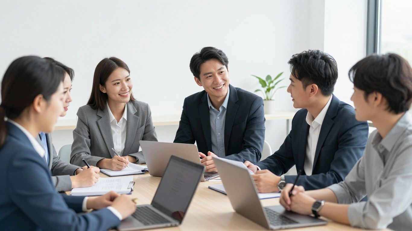 Group mentorship meeting with professional guidance