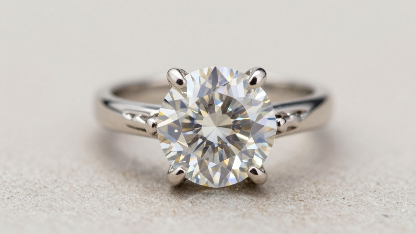 Bague en or 18k avec un diamant brillant.