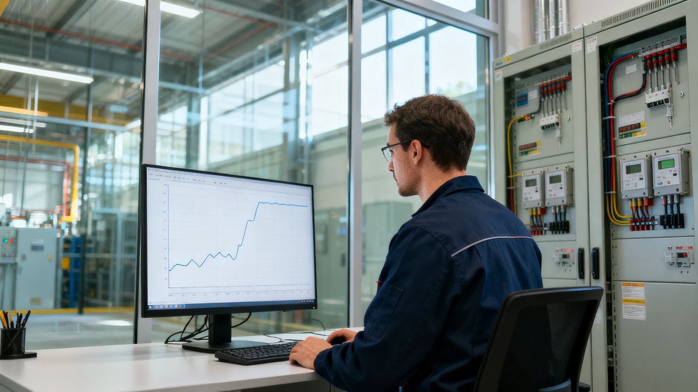 Vue d’un technicien devant un écran de suivi énergétique