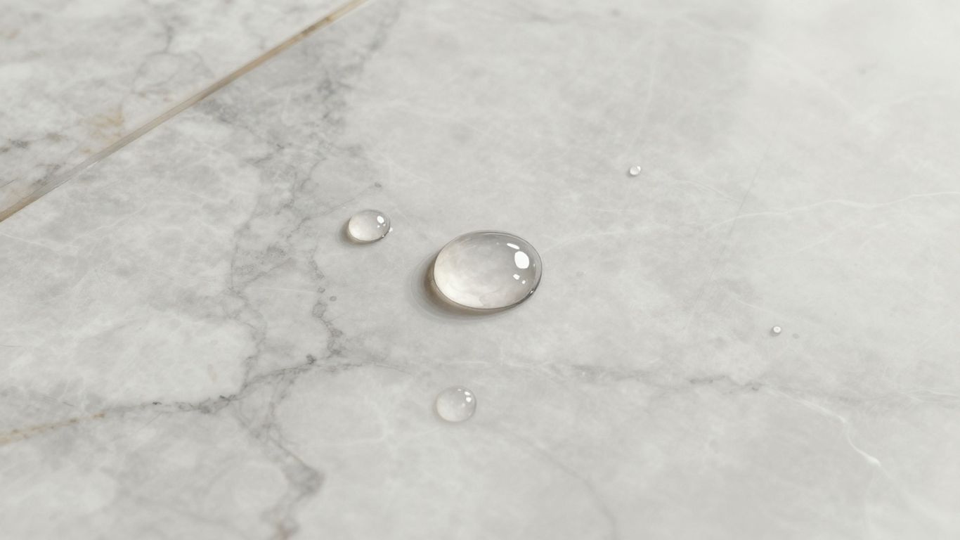 Sketch of wet marble floor with water droplets.