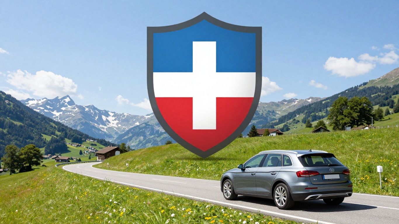 Autoversicherung Schweiz mit Schutzschild Symbol