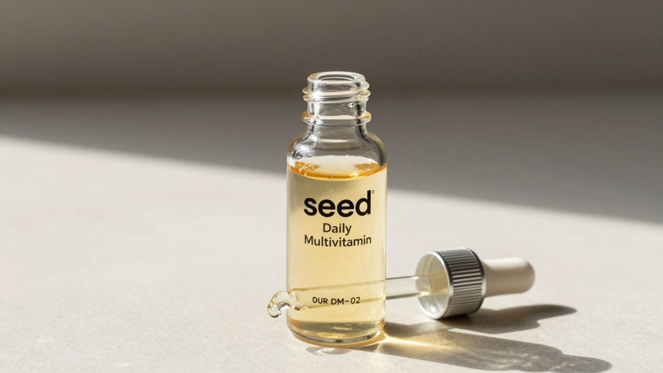 Seed DM-02 Daily Multivitamin liquid supplement bottle.