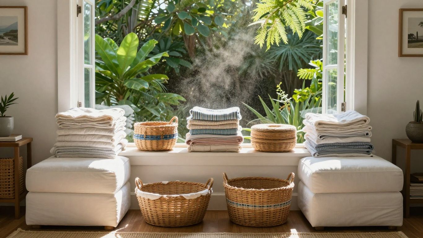 Spring cleanup in a bright, humid Gulf Coast home.