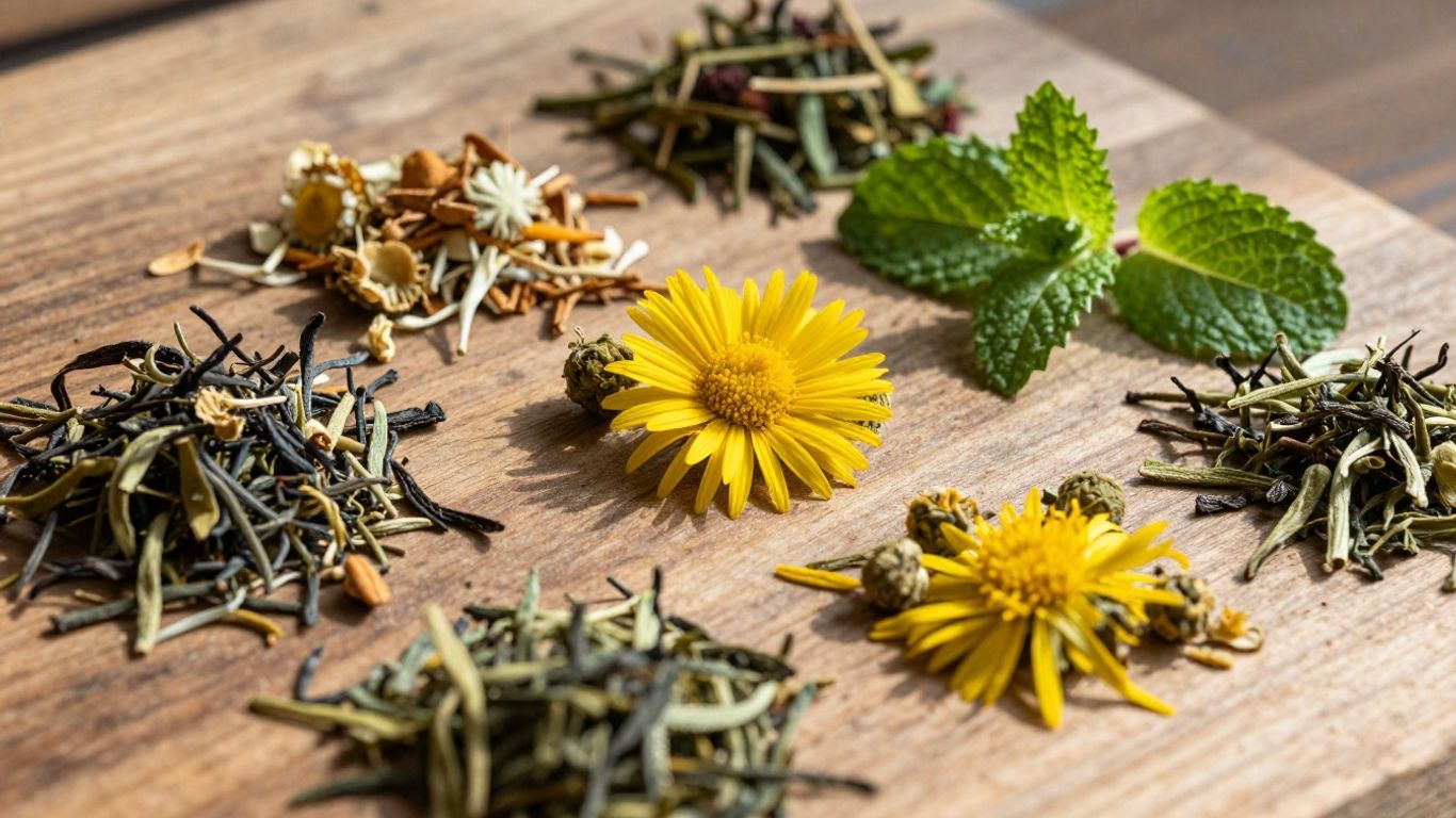 Herbalife tea ingredients: loose leaves and botanicals.