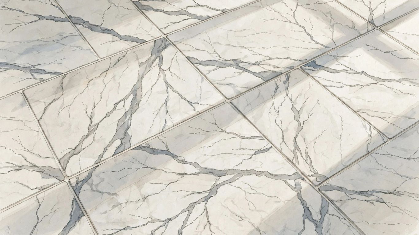 A marble floor with varied natural veining