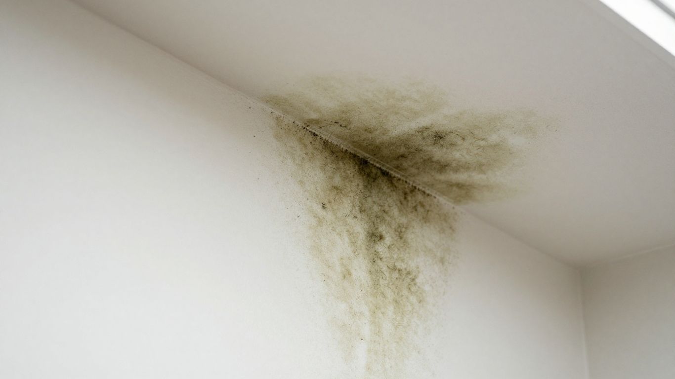 Clean wall surface, no mold visible, bright sunlight.