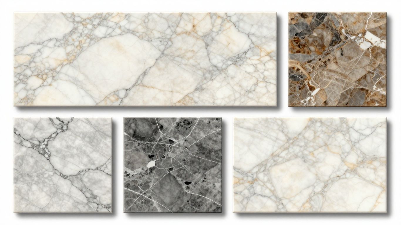 Elegant marble tile collection sketch with natural veining.