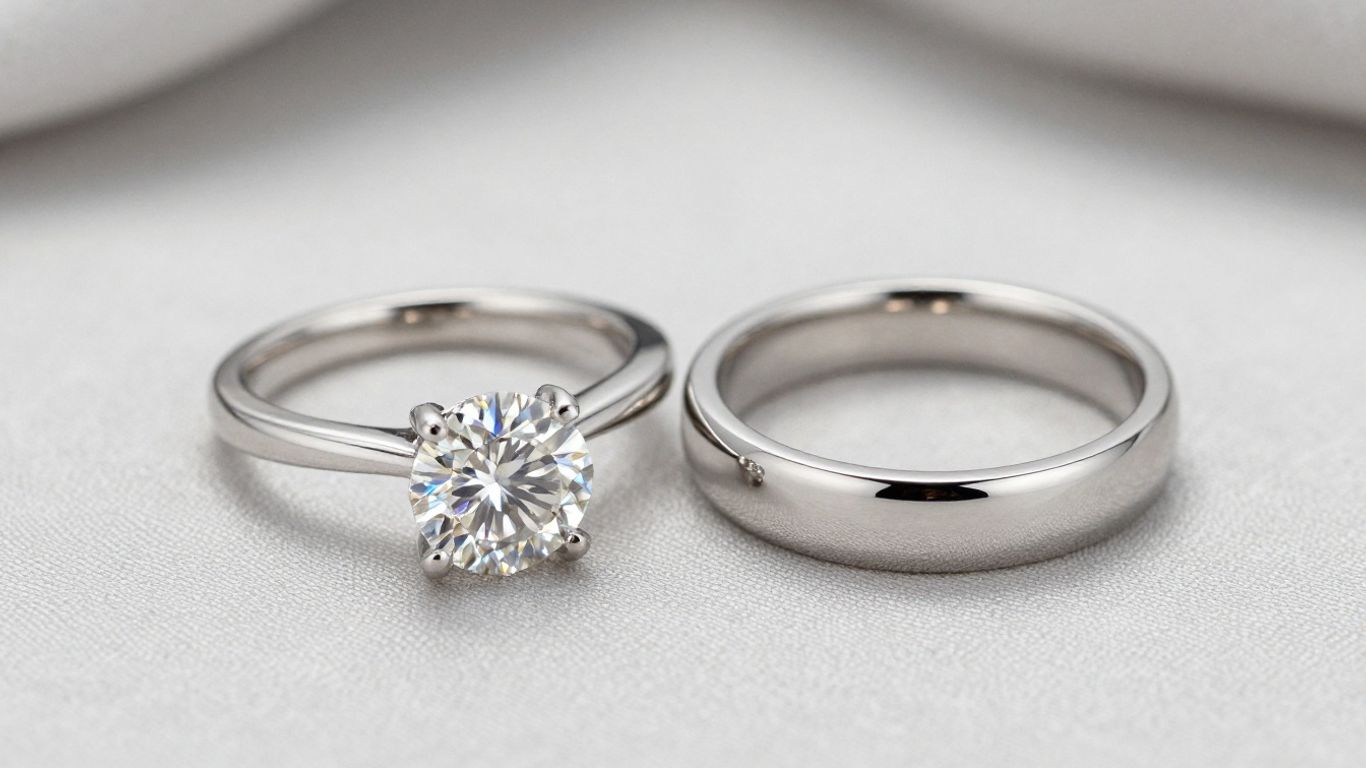Couple rings with a lab-grown diamond.