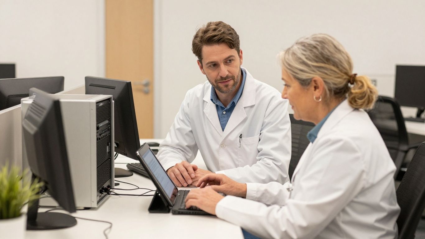 Technician supporting aged care facility technology