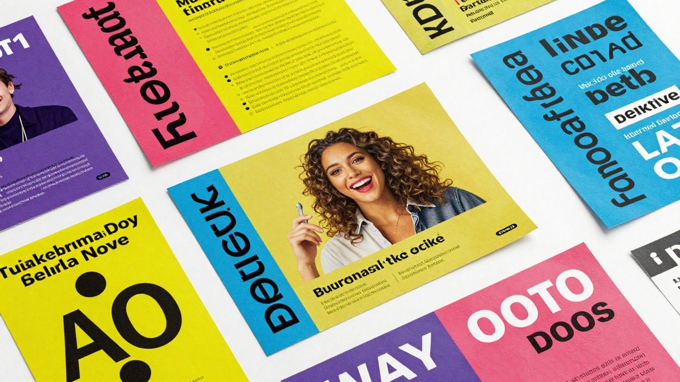 Materiale promoționale variate, flyere și roll-up-uri. design materiale promoționale