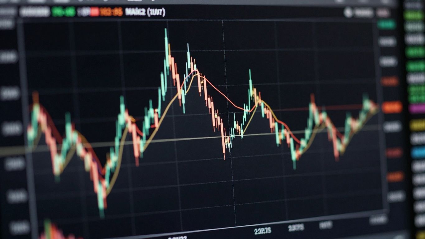 Trading chart with session indicator lines