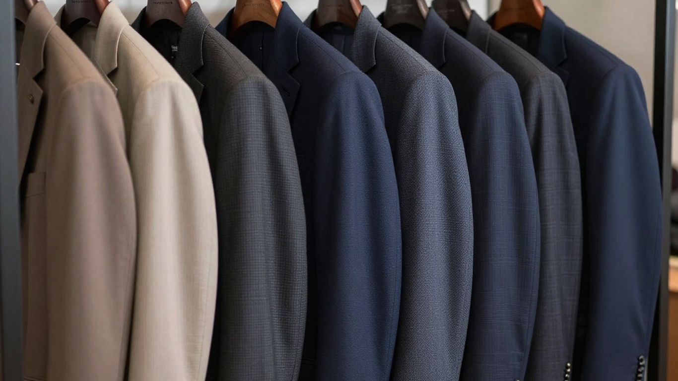 Well-maintained suits and jackets hanging neatly.