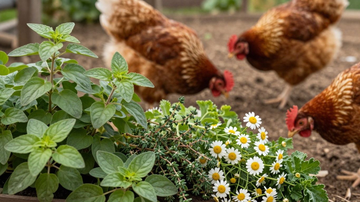 Zioła i kurczaki na farmie