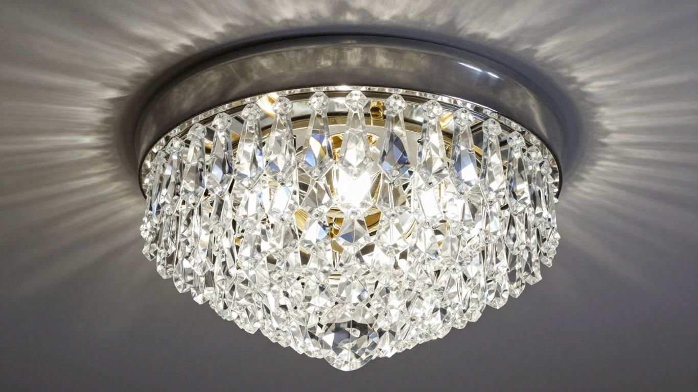 Elegant flush crystal ceiling light fixture