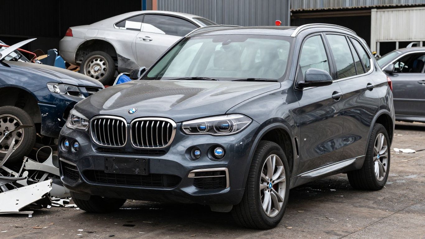 BMW X5 car parts at a Sydney wrecking yard.