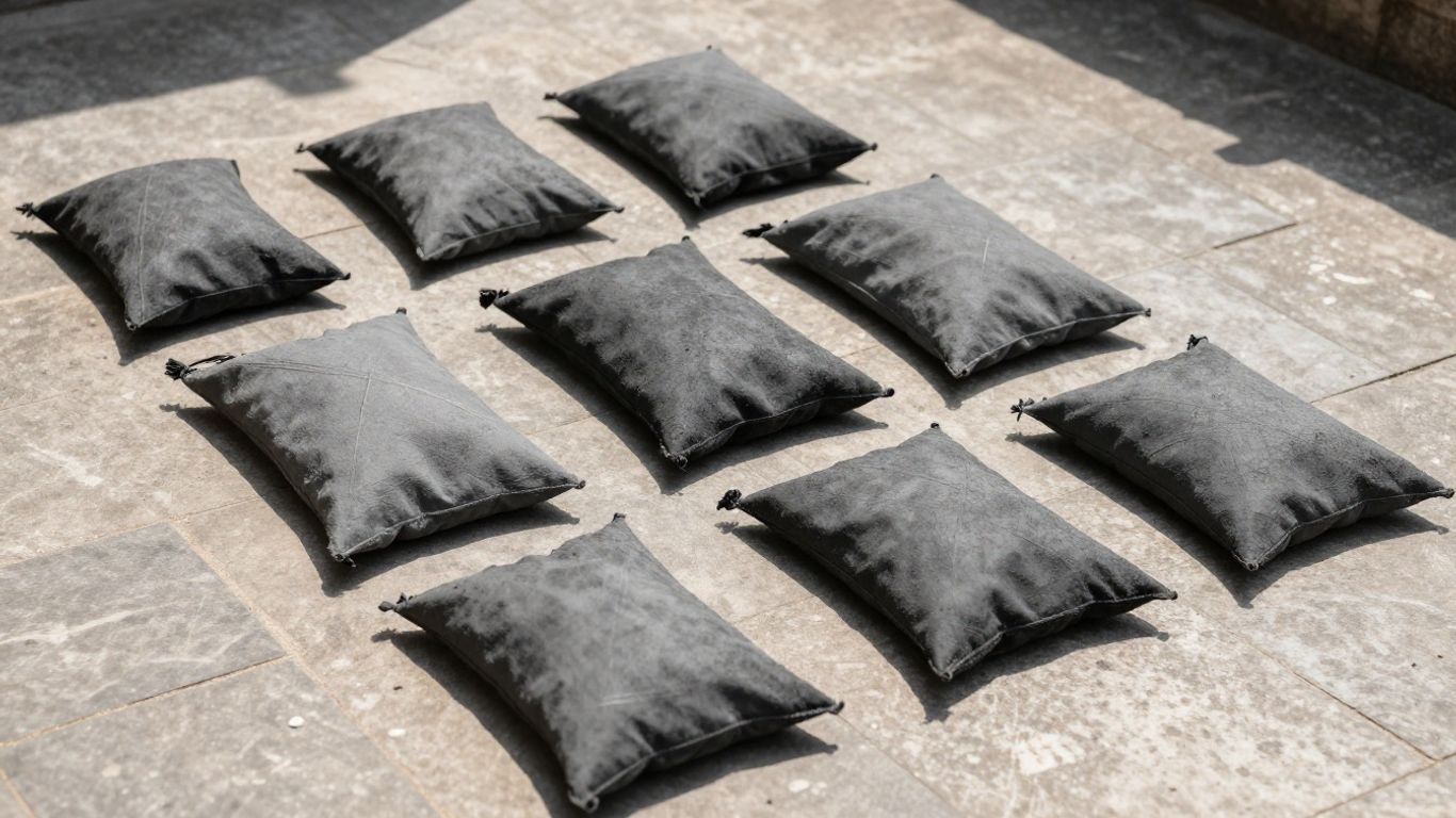 Charcoal bags recharging in sunlight